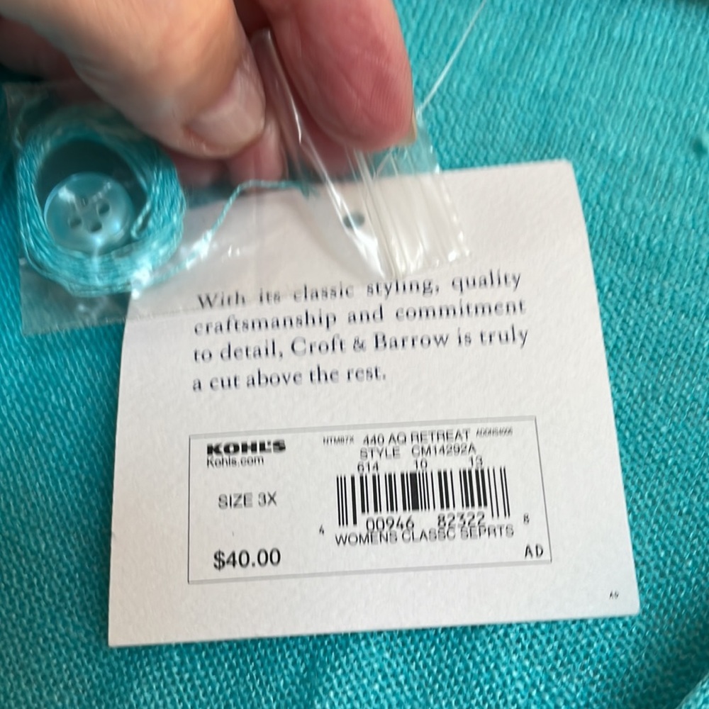 Croft & Barrow Turquoise Cardigan - Picture 5 of 9